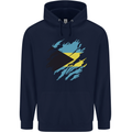 Torn Bahamas Flag Bahamians Day Football Mens 80% Cotton Hoodie Navy Blue