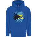 Torn Bahamas Flag Bahamians Day Football Mens 80% Cotton Hoodie Royal Blue