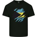 Torn Bahamas Flag Bahamians Day Football Mens Cotton T-Shirt Tee Top Black