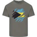 Torn Bahamas Flag Bahamians Day Football Mens Cotton T-Shirt Tee Top Charcoal