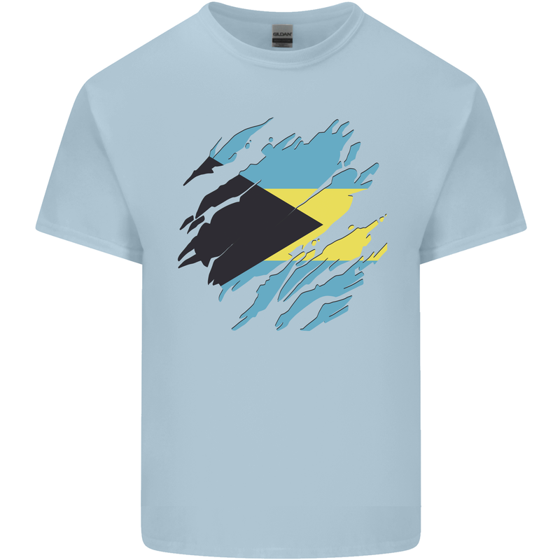 Torn Bahamas Flag Bahamians Day Football Mens Cotton T-Shirt Tee Top Light Blue