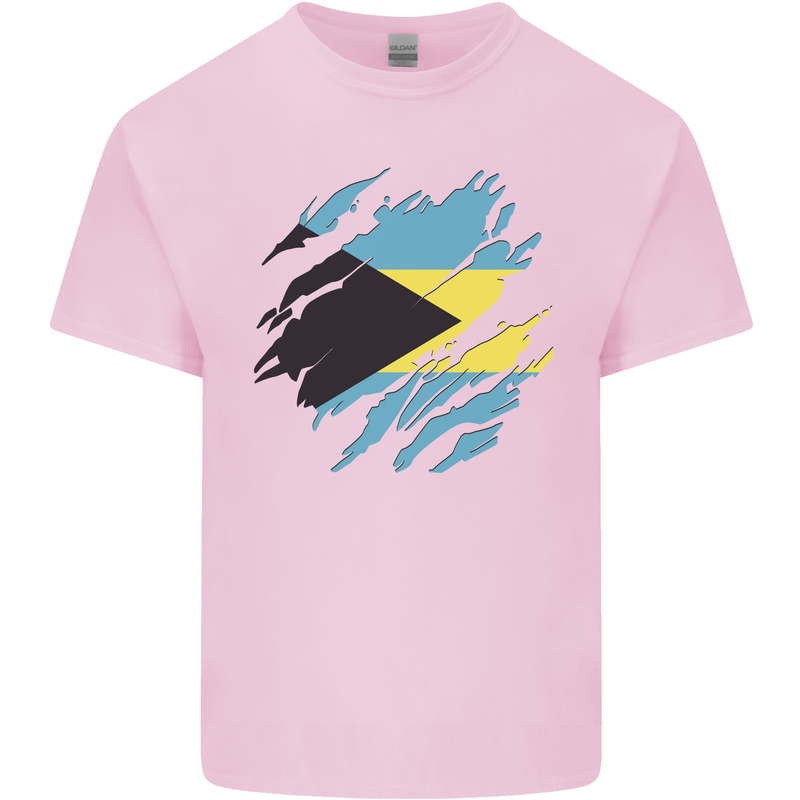 Torn Bahamas Flag Bahamians Day Football Mens Cotton T-Shirt Tee Top Light Pink