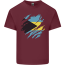 Torn Bahamas Flag Bahamians Day Football Mens Cotton T-Shirt Tee Top Maroon