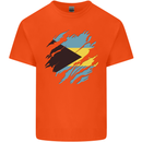 Torn Bahamas Flag Bahamians Day Football Mens Cotton T-Shirt Tee Top Orange