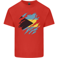 Torn Bahamas Flag Bahamians Day Football Mens Cotton T-Shirt Tee Top Red