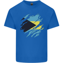 Torn Bahamas Flag Bahamians Day Football Mens Cotton T-Shirt Tee Top Royal Blue
