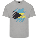 Torn Bahamas Flag Bahamians Day Football Mens Cotton T-Shirt Tee Top Sports Grey