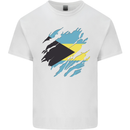 Torn Bahamas Flag Bahamians Day Football Mens Cotton T-Shirt Tee Top White