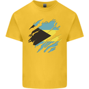 Torn Bahamas Flag Bahamians Day Football Mens Cotton T-Shirt Tee Top Yellow