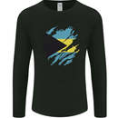 Torn Bahamas Flag Bahamians Day Football Mens Long Sleeve T-Shirt Black