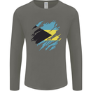 Torn Bahamas Flag Bahamians Day Football Mens Long Sleeve T-Shirt Charcoal