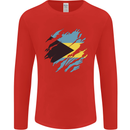 Torn Bahamas Flag Bahamians Day Football Mens Long Sleeve T-Shirt Red