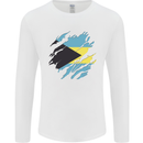 Torn Bahamas Flag Bahamians Day Football Mens Long Sleeve T-Shirt White