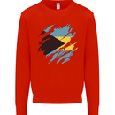 Torn Bahamas Flag Bahamians Day Football Mens Sweatshirt Jumper Bright Red