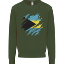 Torn Bahamas Flag Bahamians Day Football Mens Sweatshirt Jumper Forest Green