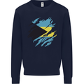 Torn Bahamas Flag Bahamians Day Football Mens Sweatshirt Jumper Navy Blue