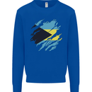 Torn Bahamas Flag Bahamians Day Football Mens Sweatshirt Jumper Royal Blue