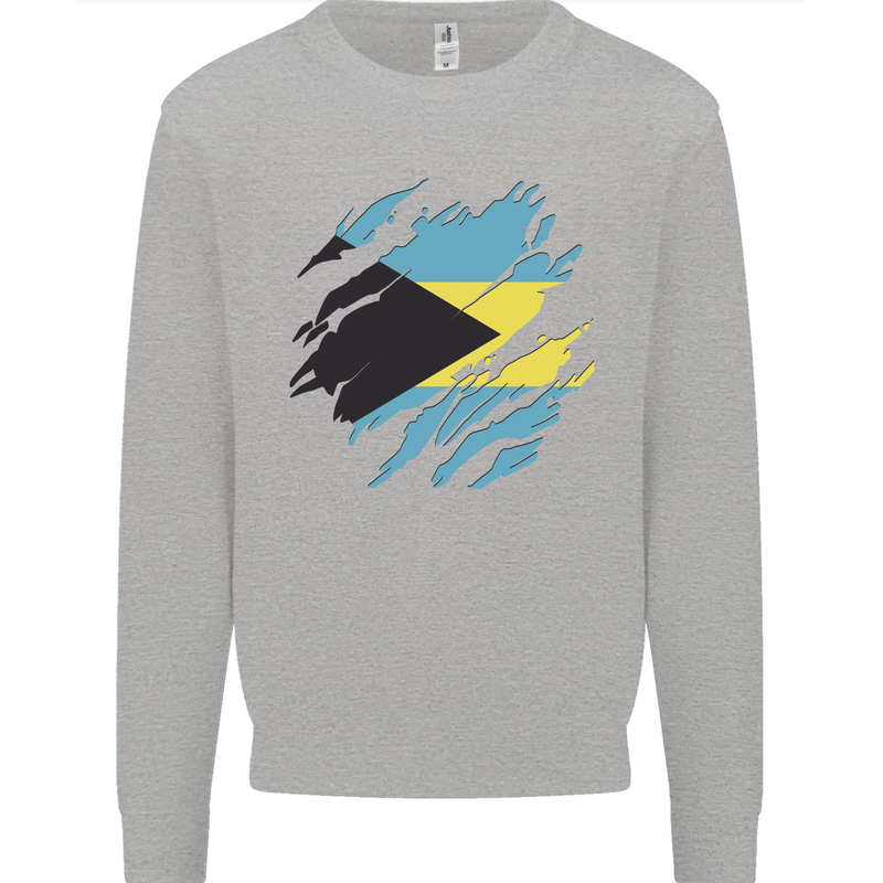 Torn Bahamas Flag Bahamians Day Football Mens Sweatshirt Jumper Sports Grey