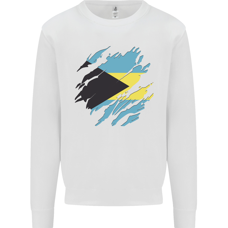 Torn Bahamas Flag Bahamians Day Football Mens Sweatshirt Jumper White