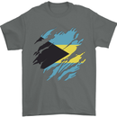 Torn Bahamas Flag Bahamians Day Football Mens T-Shirt 100% Cotton Charcoal