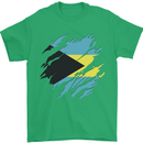 Torn Bahamas Flag Bahamians Day Football Mens T-Shirt 100% Cotton Irish Green