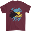 Torn Bahamas Flag Bahamians Day Football Mens T-Shirt 100% Cotton Maroon
