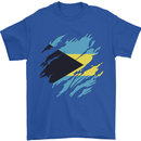 Torn Bahamas Flag Bahamians Day Football Mens T-Shirt 100% Cotton Royal Blue