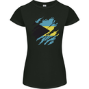 Torn Bahamas Flag Bahamians Day Football Womens Petite Cut T-Shirt Black