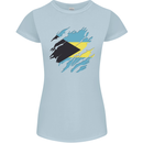 Torn Bahamas Flag Bahamians Day Football Womens Petite Cut T-Shirt Light Blue