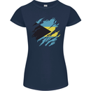 Torn Bahamas Flag Bahamians Day Football Womens Petite Cut T-Shirt Navy Blue