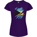 Torn Bahamas Flag Bahamians Day Football Womens Petite Cut T-Shirt Purple