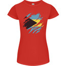 Torn Bahamas Flag Bahamians Day Football Womens Petite Cut T-Shirt Red