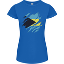 Torn Bahamas Flag Bahamians Day Football Womens Petite Cut T-Shirt Royal Blue