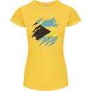 Torn Bahamas Flag Bahamians Day Football Womens Petite Cut T-Shirt Yellow