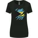 Torn Bahamas Flag Bahamians Day Football Womens Wider Cut T-Shirt Black