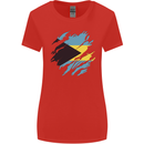 Torn Bahamas Flag Bahamians Day Football Womens Wider Cut T-Shirt Red