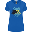 Torn Bahamas Flag Bahamians Day Football Womens Wider Cut T-Shirt Royal Blue