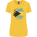 Torn Bahamas Flag Bahamians Day Football Womens Wider Cut T-Shirt Yellow