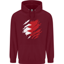 Torn Bahrain Flag Bahraini Day Football Childrens Kids Hoodie Maroon