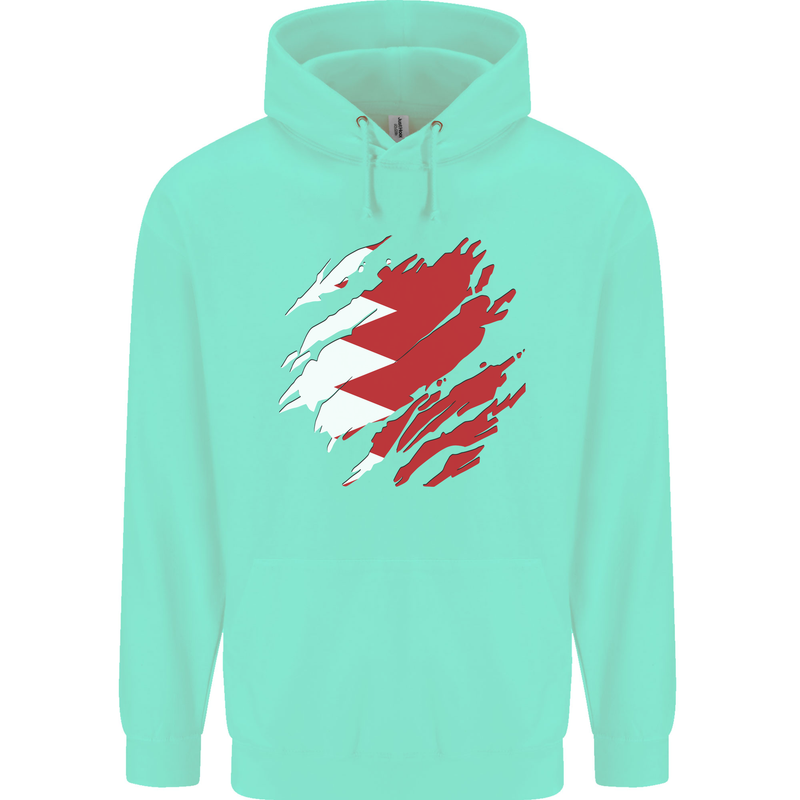 Torn Bahrain Flag Bahraini Day Football Childrens Kids Hoodie Peppermint
