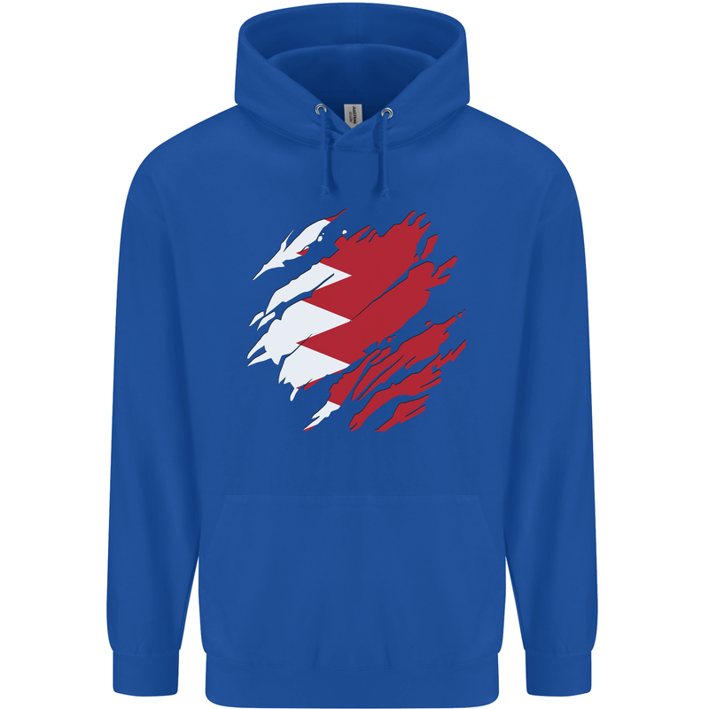 Torn Bahrain Flag Bahraini Day Football Childrens Kids Hoodie Royal Blue