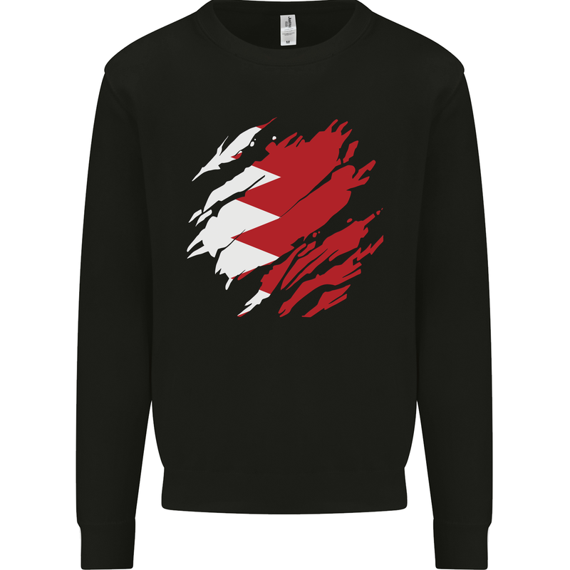 Torn Bahrain Flag Bahraini Day Football Kids Sweatshirt Jumper Black