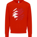 Torn Bahrain Flag Bahraini Day Football Kids Sweatshirt Jumper Bright Red