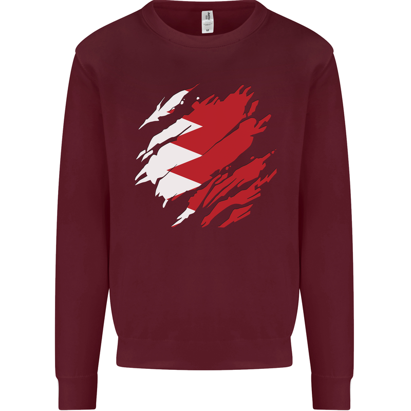 Torn Bahrain Flag Bahraini Day Football Kids Sweatshirt Jumper Maroon