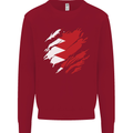 Torn Bahrain Flag Bahraini Day Football Kids Sweatshirt Jumper Red