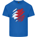 Torn Bahrain Flag Bahraini Day Football Kids T-Shirt Childrens Royal Blue