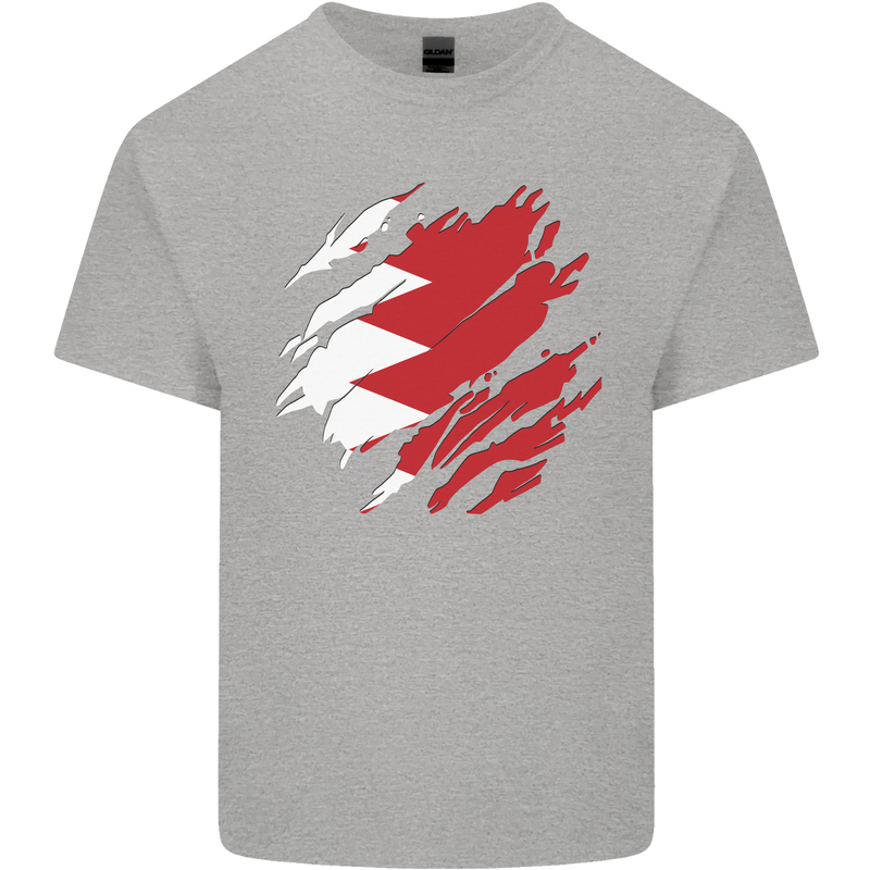Torn Bahrain Flag Bahraini Day Football Kids T-Shirt Childrens Sports Grey