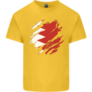 Torn Bahrain Flag Bahraini Day Football Kids T-Shirt Childrens Yellow