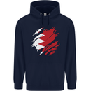 Torn Bahrain Flag Bahraini Day Football Mens 80% Cotton Hoodie Navy Blue