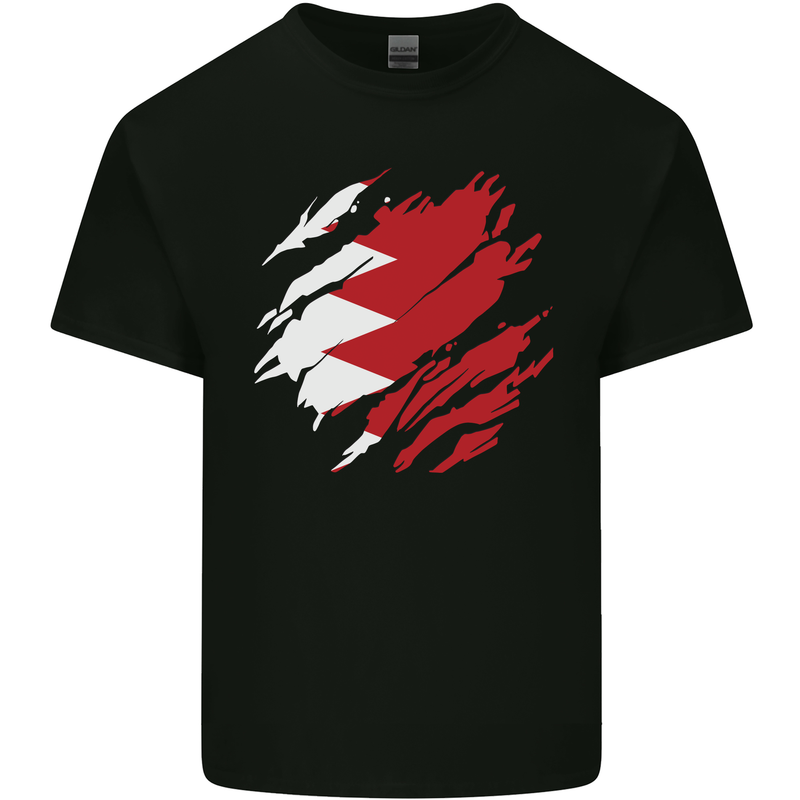 Torn Bahrain Flag Bahraini Day Football Mens Cotton T-Shirt Tee Top Black